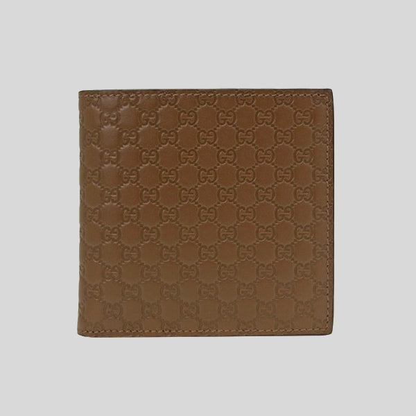 GUCCI Men's Microguccissima GG Logo Leather Bifold Wallet With Coin Pocket Brown 150413 lussocitta lusso citta