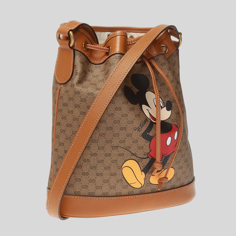 GUCCI Disney x Gucci Mickey Mouse Print Small Bucket Bag 602691