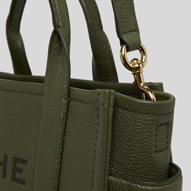 Marc Jacobs Leather The Tote Mini Traveler Tote Bag Bronze Green H009L01SP21