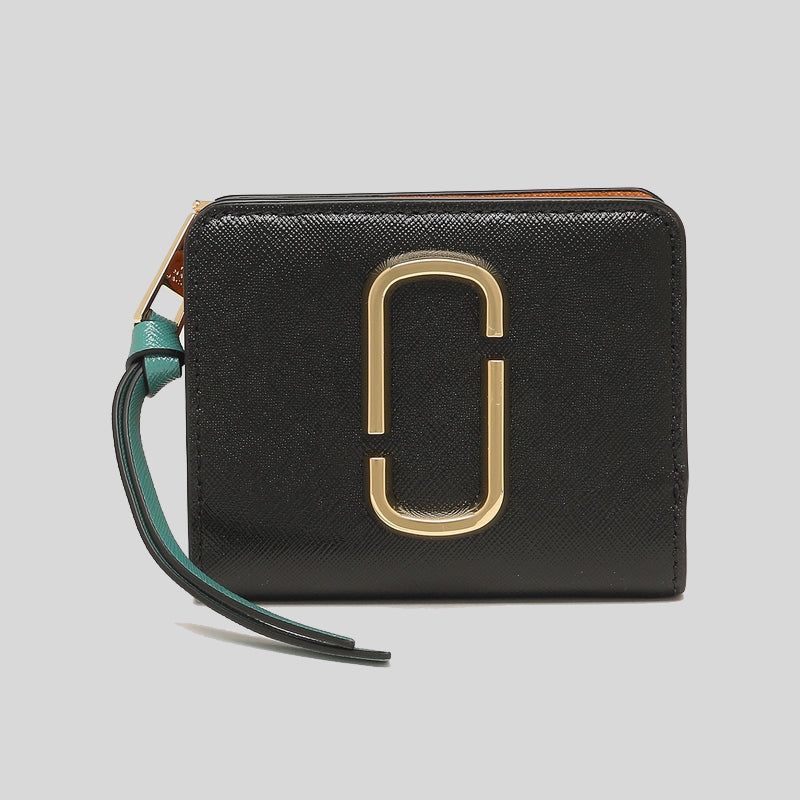 Marc Jacobs THE Snapshot Mini Compact Wallet Black Honey Ginger Chianti M0013360