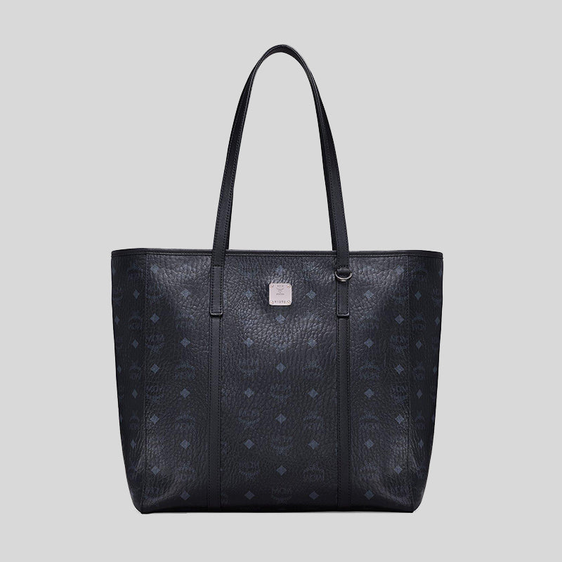MCM Aren Medium Top-Zip Shopper in Visetos BLACK MWPAATN03BK001