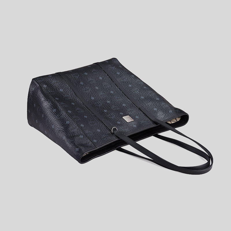 MCM Aren Medium Top-Zip Shopper in Visetos BLACK MWPAATN03BK001