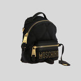 Moschino Couture Mini Backpack In Quilted Nylon With Studs Logo Black B7614