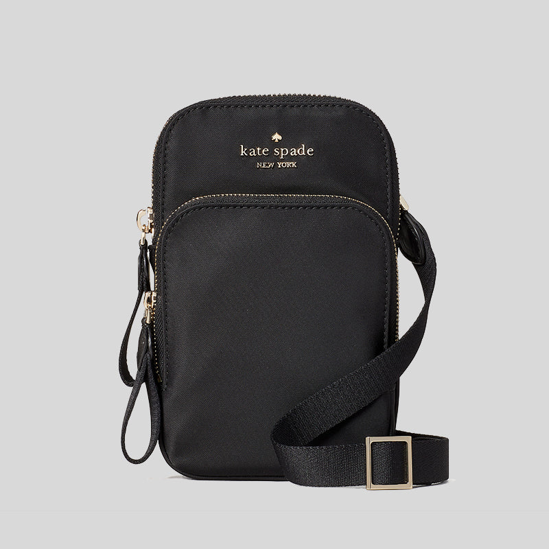 Kate Spade Chelsea North South Dual Zip iPhone Crossbody Black WIR00128 lussocitta lusso citta