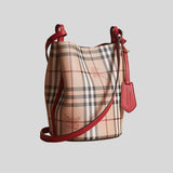 Burberry Small Lorne Haymarket Check Bucket Bag Red 40571571
