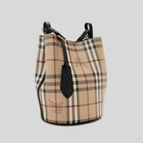 Burberry Small Lorne Haymarket Check Bucket Bag Black 40571581