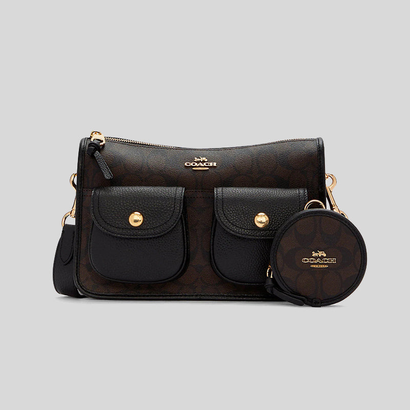 Coach Pennie Crossbody With Coin Case In Signature Canvas Brown C5675 lussocitta lusso città