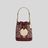 Coach Mini Dempsey Bucket Bag In Signature Jacquard With Stripe And Coach Patch Wine C8322 lussocitta lusso citta