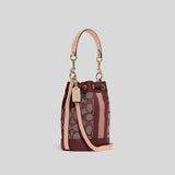 Coach Mini Dempsey Bucket Bag In Signature Jacquard With Stripe And Coach Patch Wine C8322