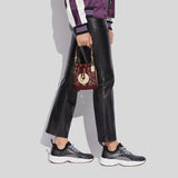 Coach Mini Dempsey Bucket Bag In Signature Jacquard With Stripe And Coach Patch Wine C8322
