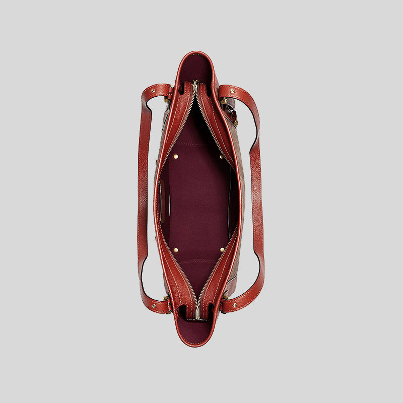 Coach Alana Tote In Signature Coated Canvas Tan Rust C8354