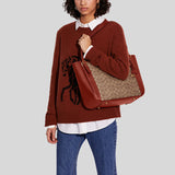Coach Alana Tote In Signature Coated Canvas Tan Rust C8354