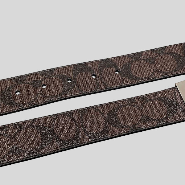 Coach Sculpted Signature Buckle Cut To Size Reversible Belt 38 Mm Mahogany/Khaki CA003