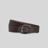 Coach Sculpted Signature Buckle Cut To Size Reversible Belt 38 Mm Mahogany/Khaki CA003 lussocitta Lusso Citta