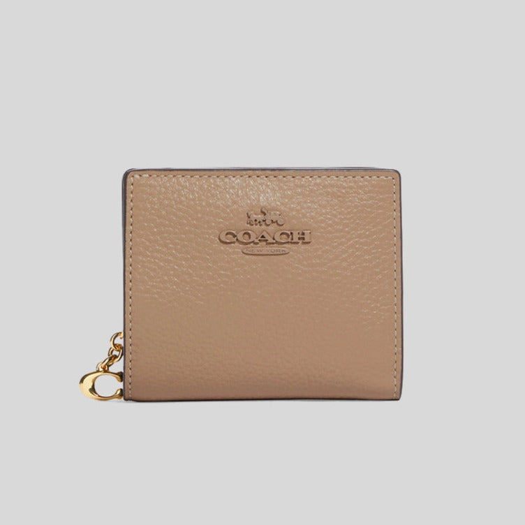 Coach Snap Wallet In Leather Taupe CC900
