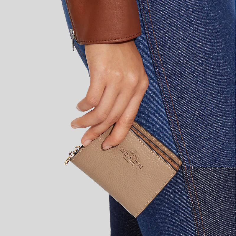 Coach Snap Wallet In Leather Taupe CC900