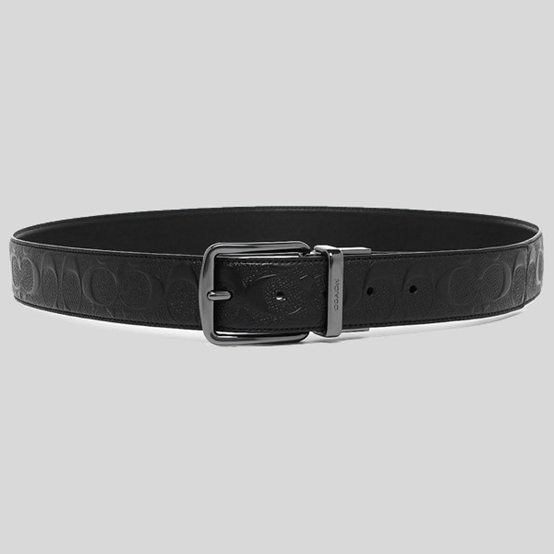 Coach Wide Harness Cut-To-Size Reversible Signature Leather Belt Black F55157