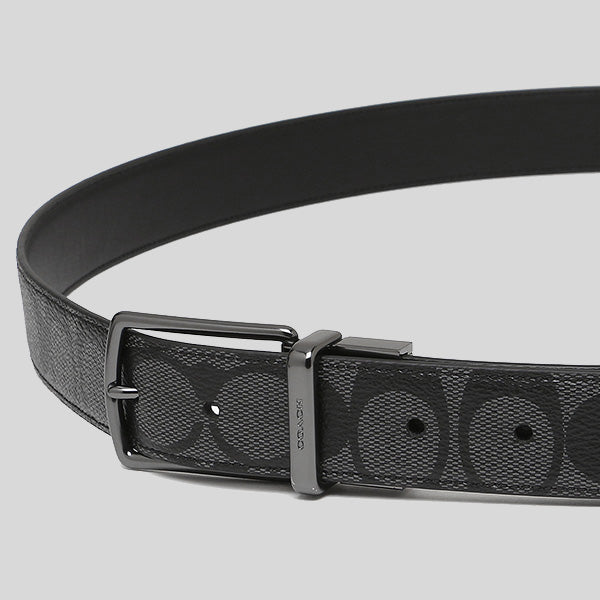 COACH Men's Modern Harness Cut-To-Size Reversible Signature Coated Canvas Belt Black F64825