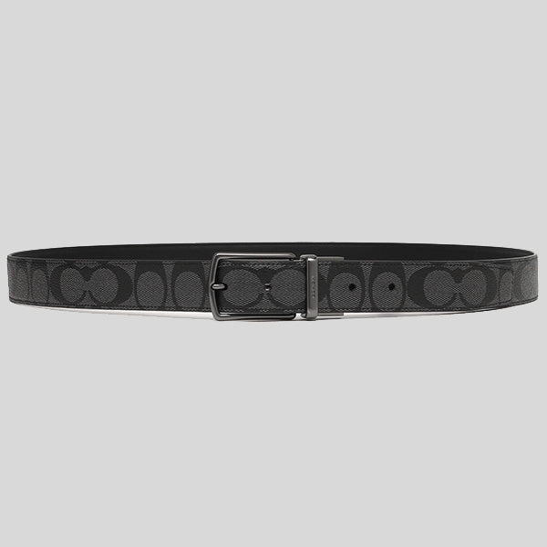 COACH Men's Modern Harness Cut-To-Size Reversible Signature Coated Canvas Belt Black F64825