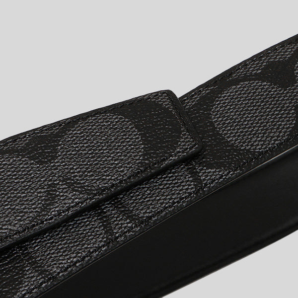 COACH Men's Modern Harness Cut-To-Size Reversible Signature Coated Canvas Belt Black F64825