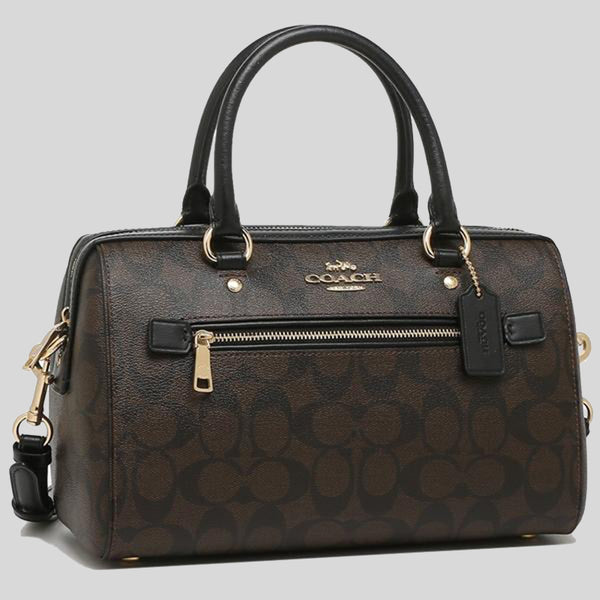 Coach Rowan Satchel In Signature Canvas F83607 Brown Black