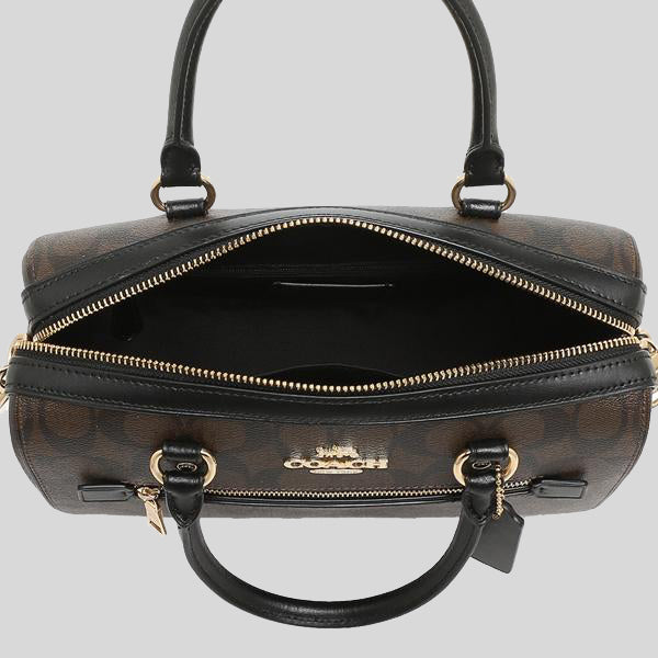 Coach Rowan Satchel In Signature Canvas F83607 Brown Black