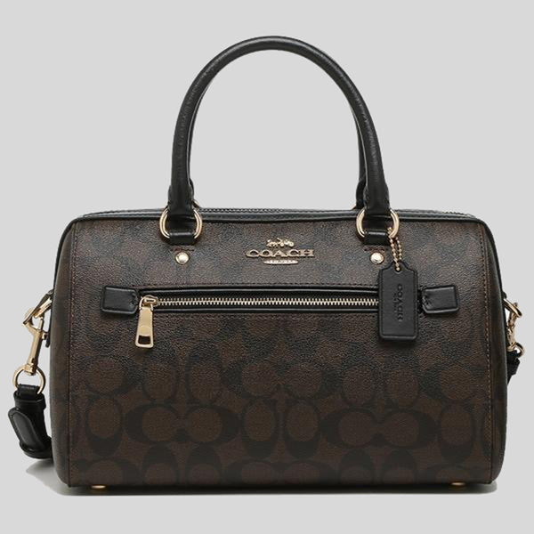 Coach Rowan Satchel In Signature Canvas F83607 Brown Black