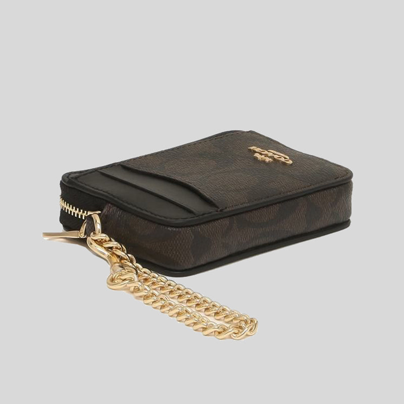 Coach Outlet Zip Card Case In Signature Canvas