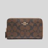 Coach Medium Zip Around Wallet In Signature Canvas Brown F88913