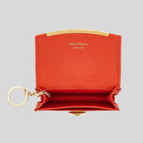 Salvatore Ferragamo Leather Card Case Wallet With Key Holder Candy Apple Red 0750121