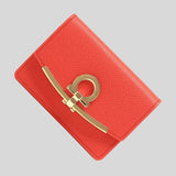 Salvatore Ferragamo Leather Card Case Wallet With Key Holder Candy Apple Red 0750121
