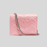 GUCCI GG Marmont Card Case Wallet On Chain Pink 625693