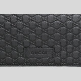 GUCCI Unisex Black Microguccissima GG Logo Leather Wallet On Strap Small Crossbody With Leather Logo Tab Black 466507
