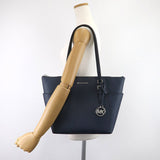 Michael Kors Charlotte Tote 35F0SCFT3L Navy With Silver Hardware