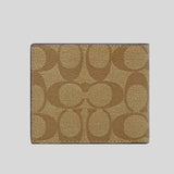 COACH Men's ID Billfold Wallet In Signature Canvas Tan F66551