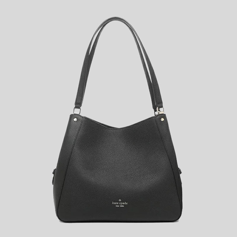 Kate Spade Leila Medium Triple Compartment Shoulder Bag WKR00344 Black