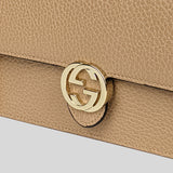 GUCCI Icon GG Interlocking Wallet On Chain Crossbody Bag Beige 615523