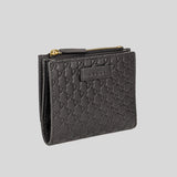 GUCCI Micro GG Guccissima Leather Small Bifold Wallet Black 510318