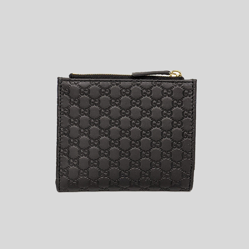 GUCCI Micro GG Guccissima Leather Small Bifold Black 510318 LussoCitta