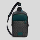 Coach Westway Pack In Colorblock Signature Canvas C6764 Charcoal Forest