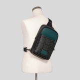 Coach Westway Pack In Colorblock Signature Canvas C6764 Charcoal Forest