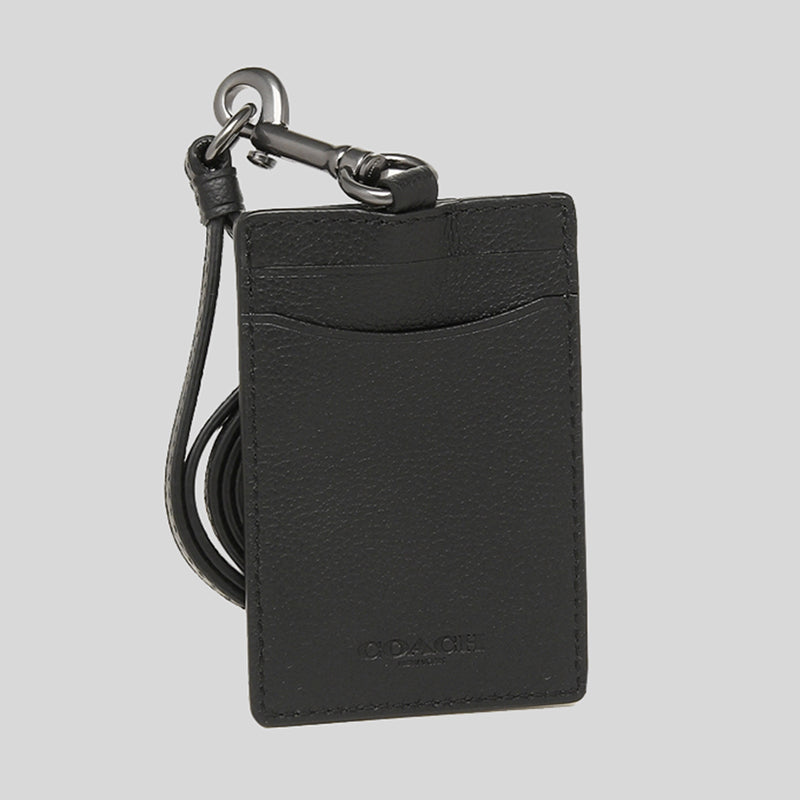 Coach Leather ID Lanyard Black F31657