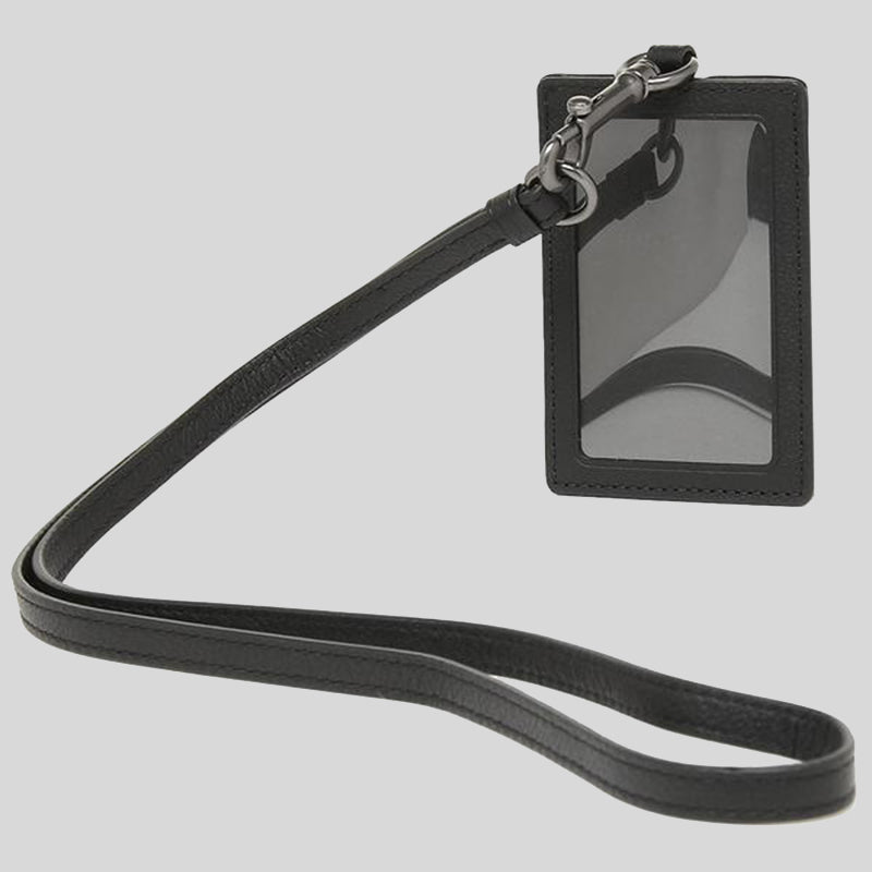 Coach Leather ID Lanyard Black F31657