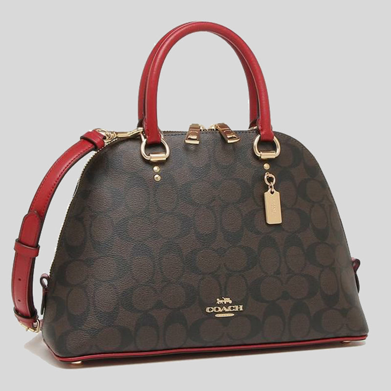 Coach Katy Satchel In Signature Canvas Brown 1941 Red 2558
