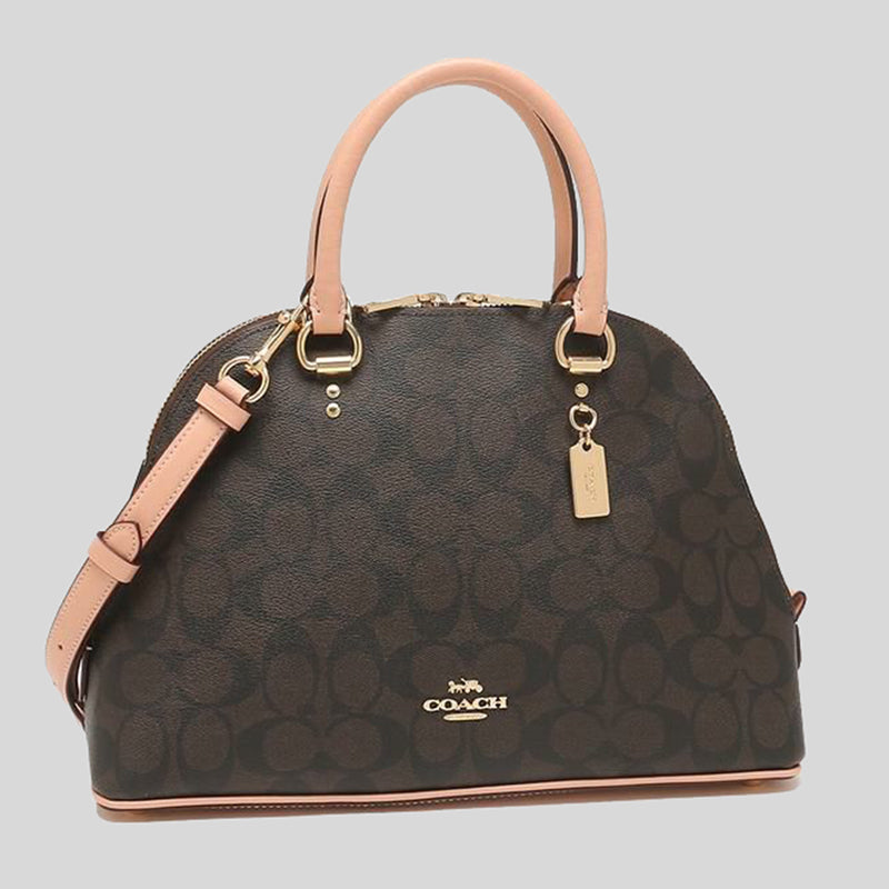 Coach Katy Satchel In Signature Canvas Brown Shell Pink 2558