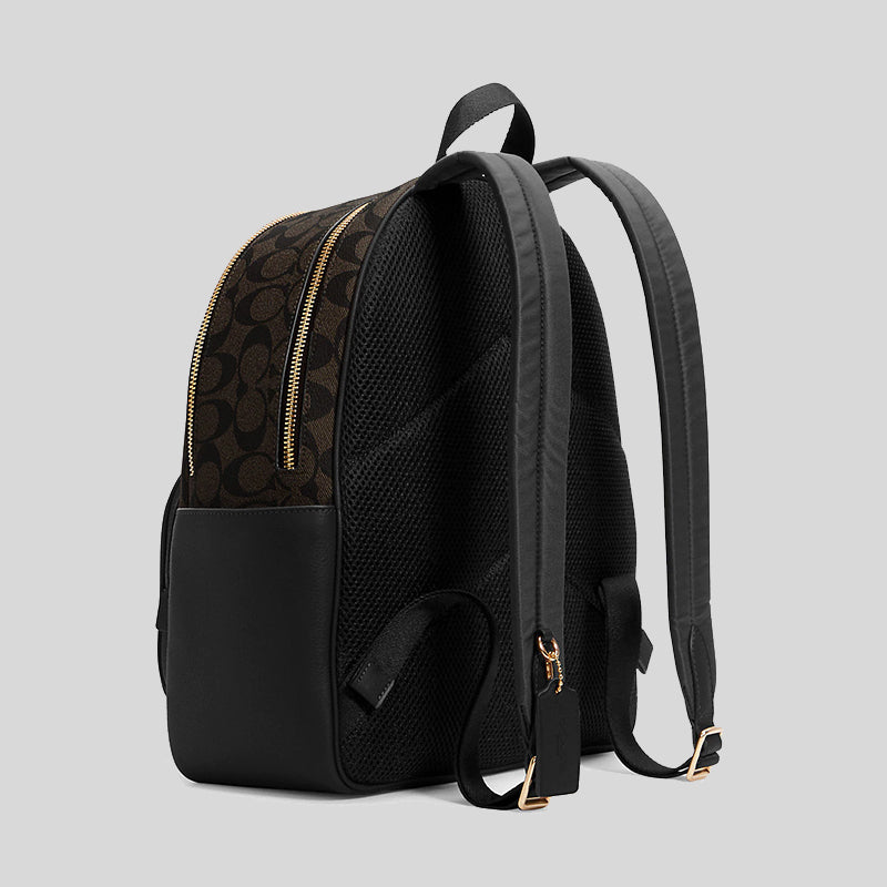Coach Court Backpack In Signature Canvas Brown Black 5671 LussoCitta