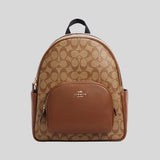 Coach Court Backpack In Signature Canvas Khaki Saddle 5671