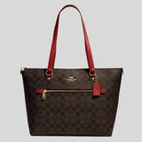 COACH Gallery Tote In Signature Canvas Brown 1941 Red 79609