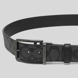 Coach Men's Double Bar Buckle Cut To Size Reversible Belt, 38 Mm-Charcoal Black 91288
