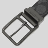 Coach Men's Double Bar Buckle Cut To Size Reversible Belt, 38 Mm-Charcoal Black 91288